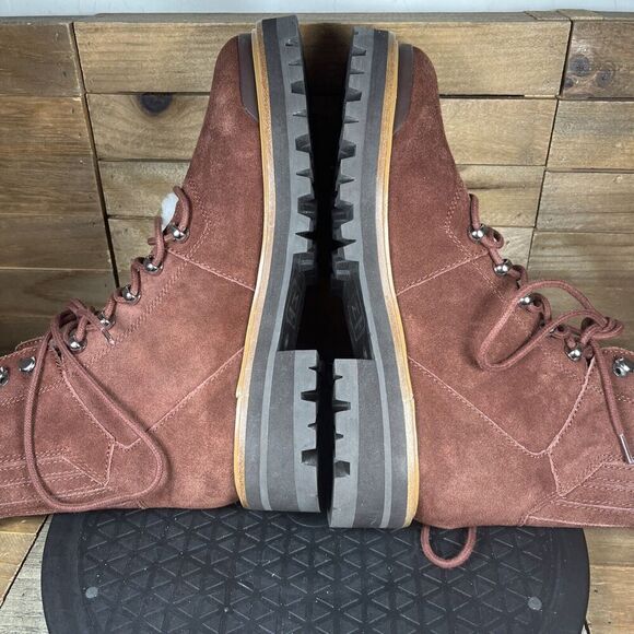 Marc Fisher Womens Size 9 LTD Izzie Maroon Brown Suede Shearling Ankle Boots NEW - Picture 8 of 10